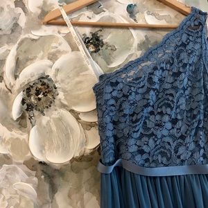 Long one shoulder lace bridesmaid dress